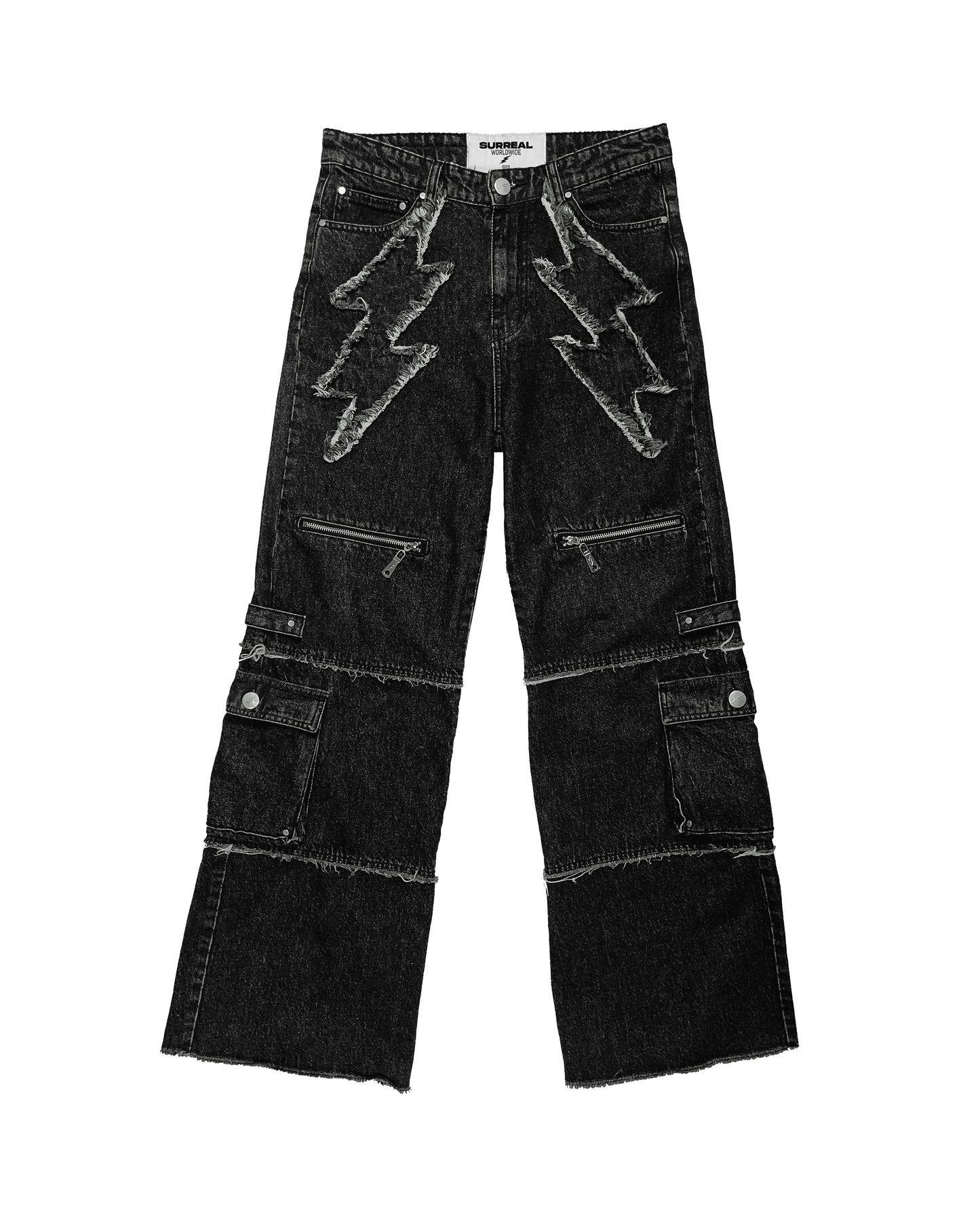 DISTRESSED BOLT DENIM